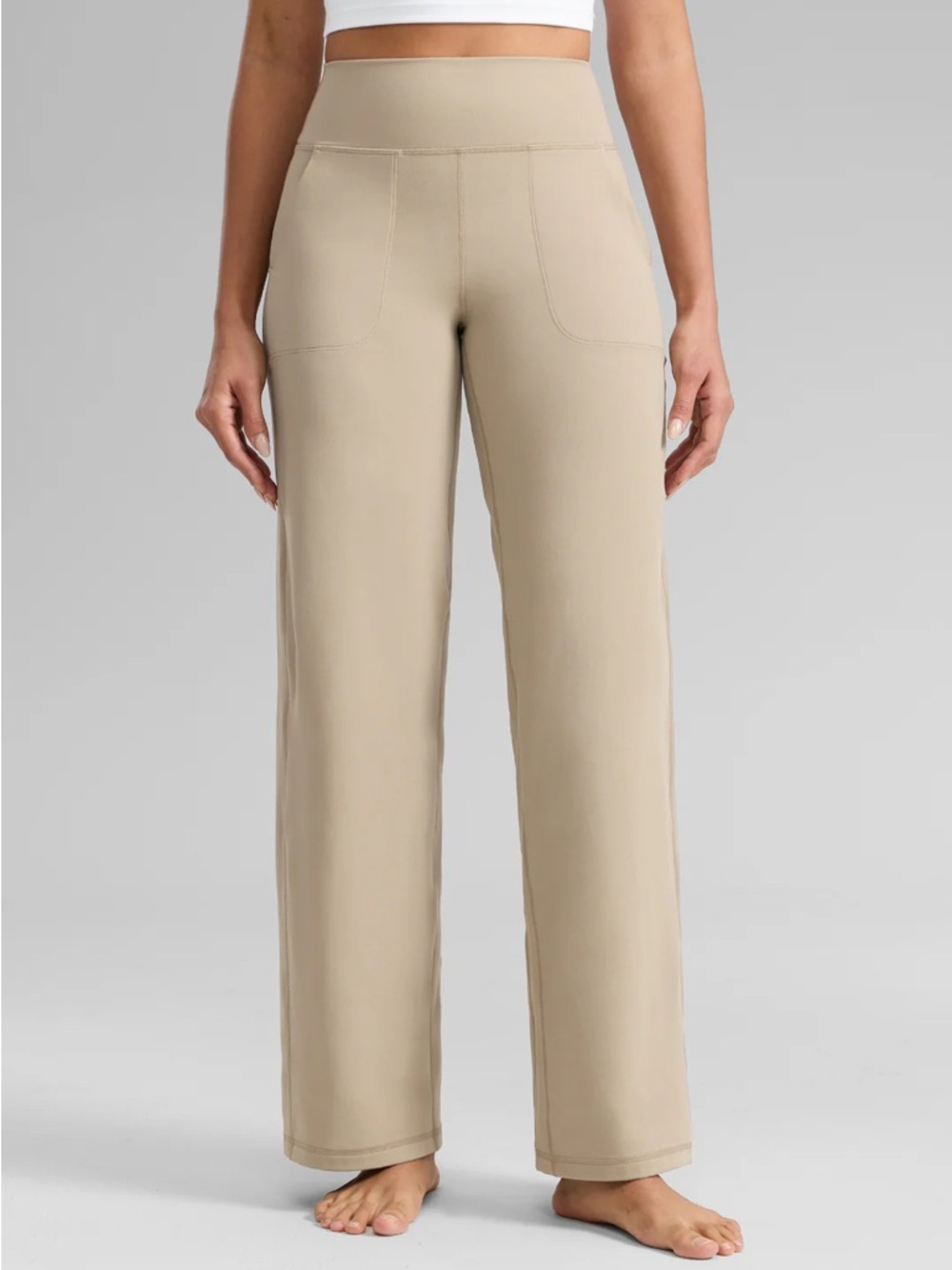 CRZ YOGA High-Rise Wide-Leg Pants in Beige